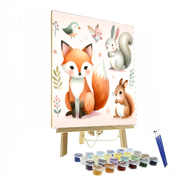 Whimsical Woodland Friends Watercolor Painting - DIY Painting By Numbers Kit