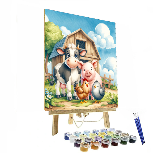 Farmyard Friends Gathering - DIY Painting By Numbers Kit