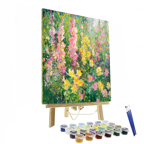 Von Monet inspirierte impressionistische Gartenblüte – Malen nach Zahlen zum Selbermachen