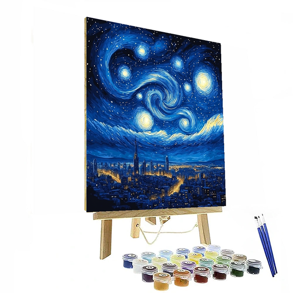 Vincent van Gogh Inspired Dreamy Urban Silhouettes - DIY Painting By Numbers Kit