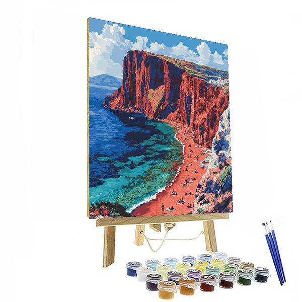 Santorini Red Beach - Greece - DIY Painting By Numbers Kit