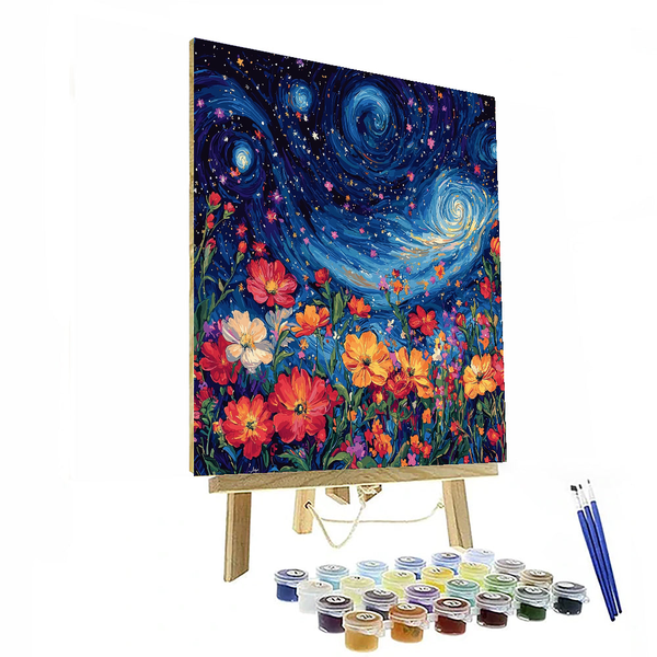 Von Vincent van Gogh inspirierte galaktische Blüten – Malen nach Zahlen-Set zum Selbermachen