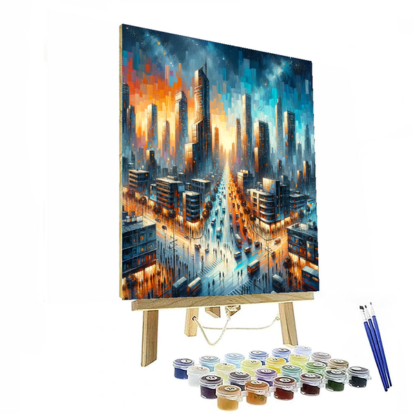 Hokusai Inspired Urban Serenity - DIY Painting By Numbers Kit