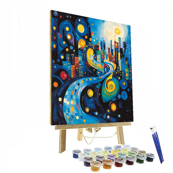 Kandinsky Inspired City Lights Dream - DIY Painting By Numbers Kit