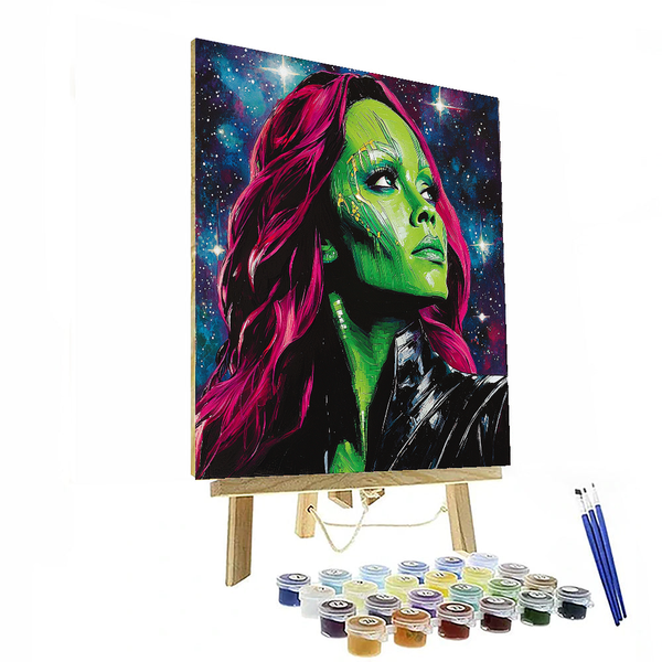 Zoe Saldana: Star-Dusted Green Galaxies - DIY Painting By Numbers Kit