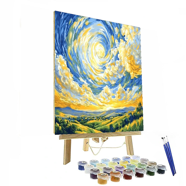 Ätherischer Sommerhimmel, inspiriert von Vincent van Gogh – Malen nach Zahlen-Set zum Selbermachen