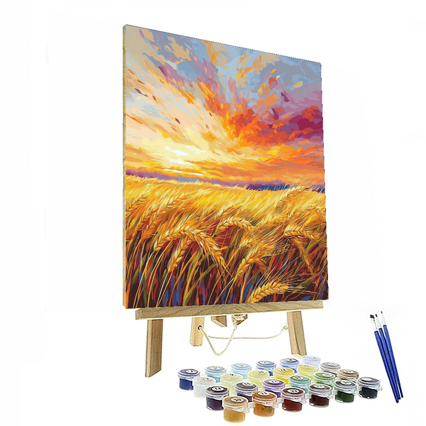 Von Monet inspirierte goldene Felder bei Sonnenuntergang – Malen nach Zahlen-Set zum Selbermachen