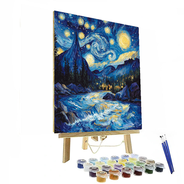 Vincent van Gogh Inspired Starry Mountain Retreat - DIY Painting By Numbers Kit