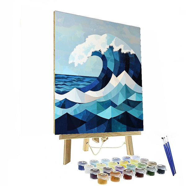 Hokusai Inspired Geometric Ocean Waves - DIY Painting By Numbers Kit