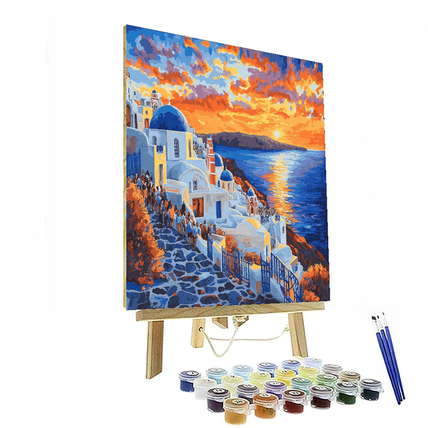 Santorini Oia Sunset - Greece - DIY Painting By Numbers Kit