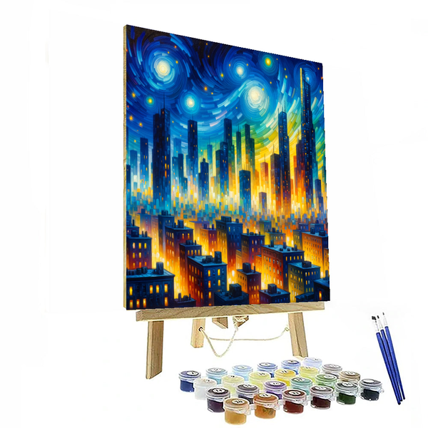 Van Gogh Inspired Starry Night Cityscape - DIY Painting By Numbers Kit