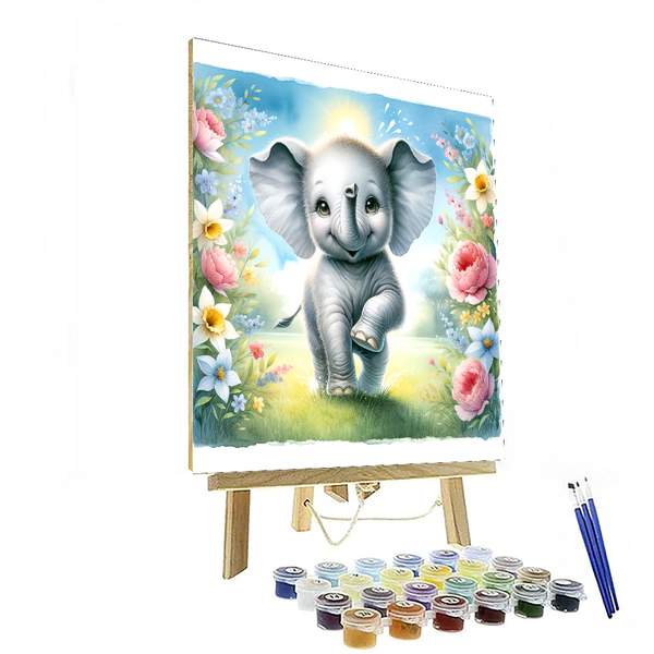 Adorable Baby Elephant - DIY Painting By Numbers Kit