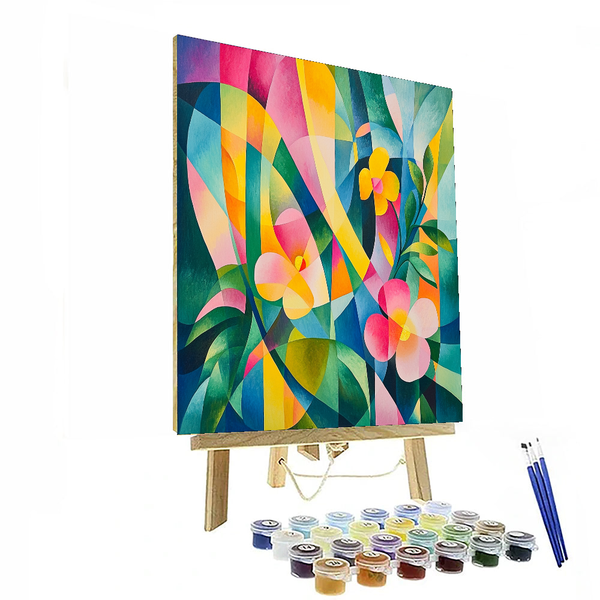 Geometrische Blumenfantasie inspiriert von Kandinsky – Malen nach Zahlen zum Selbermachen