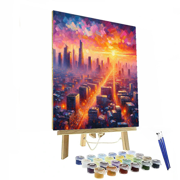 Monet Inspired Impressionist Cityscape at Dusk - DIY Painting By Numbers Kit